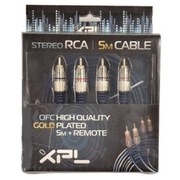 CV005 - XPL RCA-RCA OFC cable 5+5mm 5m with remote metal con
