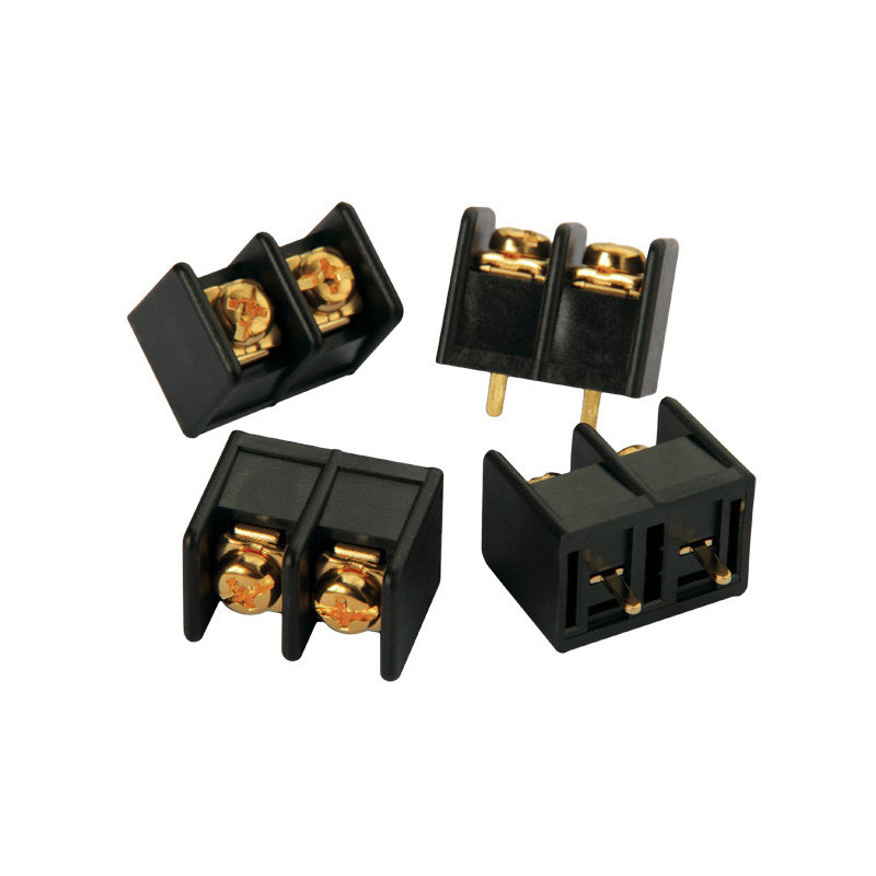 Terminal Block 2 pins, gold plated without nickel 20 Amper