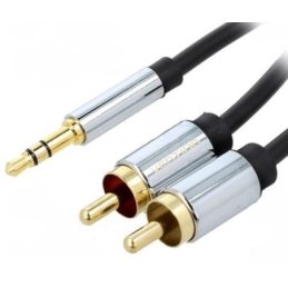 Cable jack 3.5mm stereo - 2 x RCA gold plated - lenght 1m